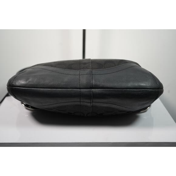 Coach Signature Canvas Leather Crossbody / Shoulder Bag Black - Picture 6 of 7